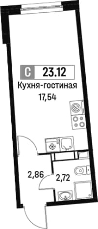 . Вариант № 1813298, 0, площадь - 23.12 квм, цена 5451870 рублей