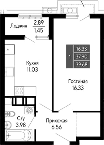 . Вариант № 2111750, 0, площадь - 37.9 квм, цена 10316800 рублей