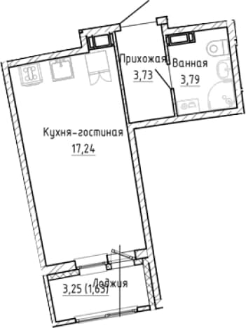 . Вариант № 1903237, 0, площадь - 24.76 квм, цена 5246702 рублей