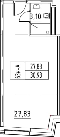 . Вариант № 468014, 0, площадь - 30.93 квм, цена 7732500 рублей