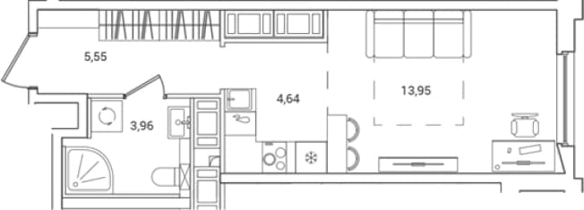 . Вариант № 1878022, 0, площадь - 28.1 квм, цена 7946680 рублей