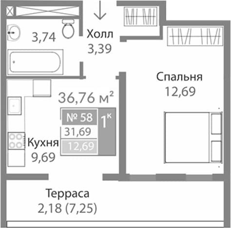 Купить квартиру площадью 30 кв.м в Республике Крым. Вариант № 2273987, 0, площадь - квм, цена 5147198 рублей