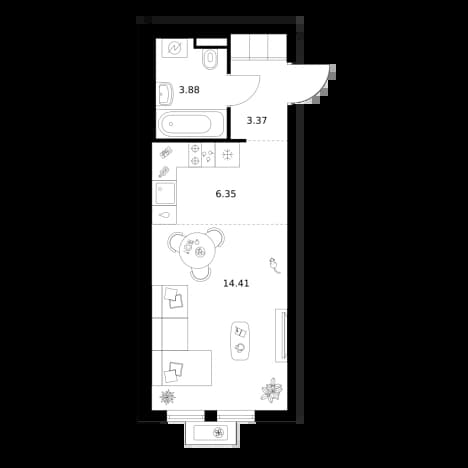 . Вариант № 2324975, 0, площадь - 28.01 квм, цена 7980049 рублей