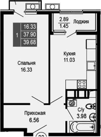 . Вариант № 2112340, 0, площадь - 37.9 квм, цена 11110400 рублей