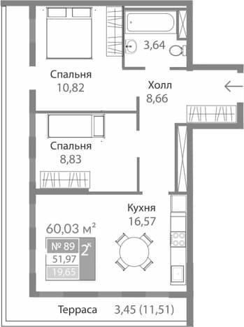 Купить двухкомнатную квартиру площадью 50 кв.м в новостройках в Республике Крым. Вариант № 2273978, 0, площадь - квм, цена 8571120 рублей