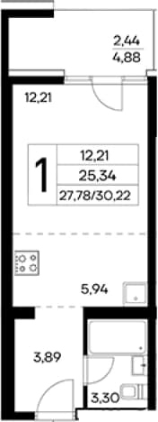 . Вариант № 2155059, 0, площадь - 27.78 квм, цена 10123700 рублей