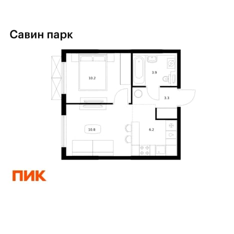 . Вариант № 1750568, 0, площадь - 34.4 квм, цена 5909920 рублей