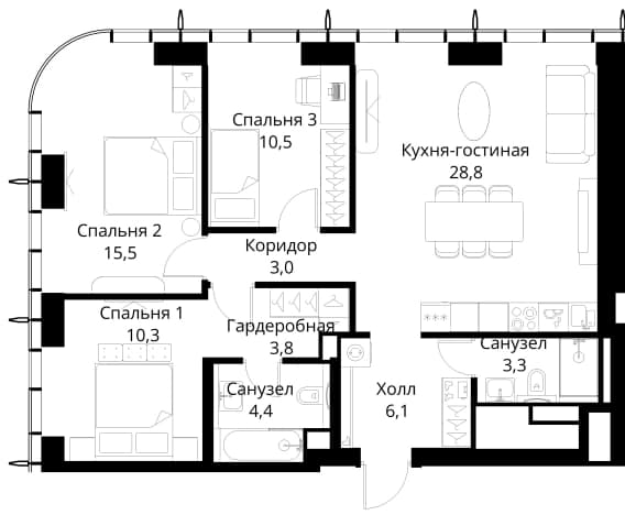 . Вариант № 2173536, 0, площадь - 85.7 квм, цена 34663165 рублей