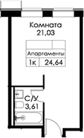 . Вариант № 2139475, 0, площадь - 24.64 квм, цена 8173088 рублей