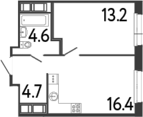 . Вариант № 2330887, 0, площадь - 38.9 квм, цена 17353140 рублей