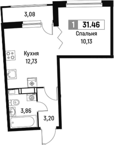 . Вариант № 1813434, 0, площадь - 29.92 квм, цена 6805015 рублей