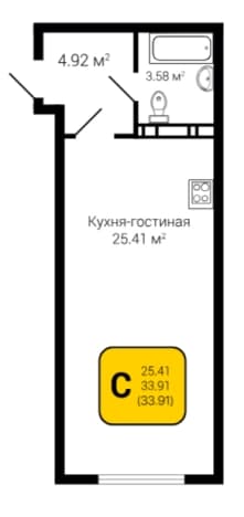 Купить квартиру площадью 34 кв.м в Воронежской области. Вариант № 1744264, 1, площадь - квм, цена 2950170 рублей