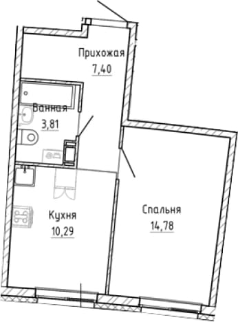 . Вариант № 1903069, 0, площадь - 36.28 квм, цена 7408703 рублей