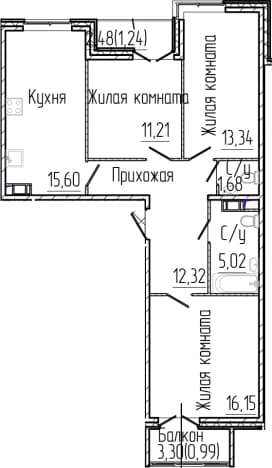 . Вариант № 1806154, 0, площадь - 75.32 квм, цена 15510000 рублей