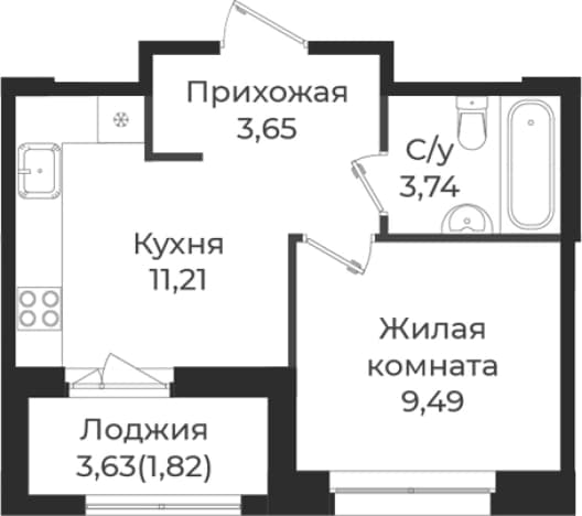 . Вариант № 1838830, 0, площадь - 28.09 квм, цена 4980015 рублей