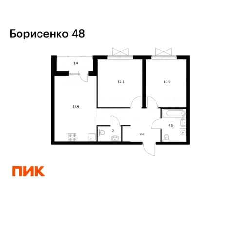 Купить двухкомнатную квартиру в новостройках в ЖК Борисенко 48 в Владивостоке. Вариант № 2019502, 1, площадь - квм, цена 11105160 рублей