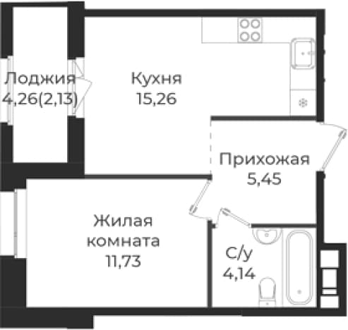 . Вариант № 1838900, 0, площадь - 36.58 квм, цена 6027147 рублей