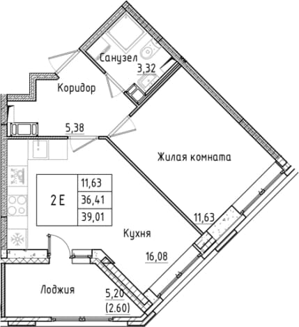 . Вариант № 2340965, 0, площадь - 36.41 квм, цена 7795855 рублей