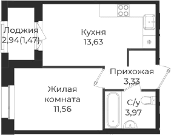 . Вариант № 1838837, 0, площадь - 32.49 квм, цена 5608494 рублей