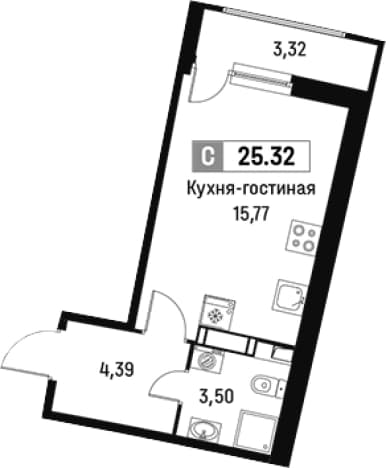 . Вариант № 1813483, 0, площадь - 23.66 квм, цена 5650883 рублей