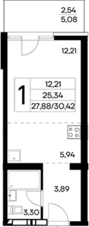 . Вариант № 2155109, 0, площадь - 27.88 квм, цена 10190700 рублей