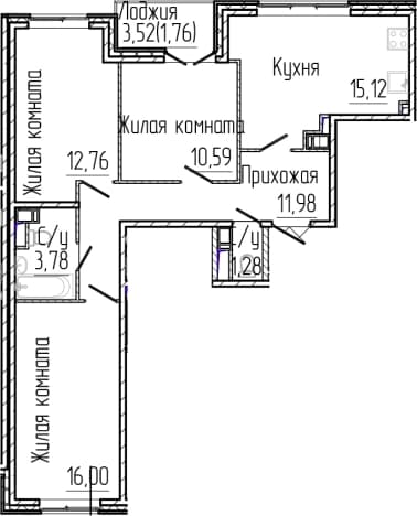 . Вариант № 1806189, 0, площадь - 71.51 квм, цена 14727270 рублей