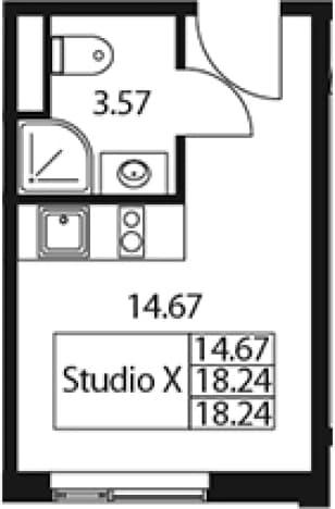 . Вариант № 2139725, 0, площадь - 17.35 квм, цена 7977589 рублей