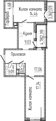. Вариант № 1806175, 0, площадь - 67.11 квм, цена 13255527 рублей