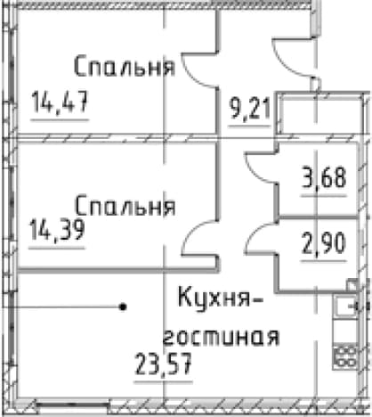 . Вариант № 1920358, 0, площадь - 68.22 квм, цена 15758410 рублей