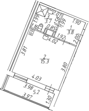. Вариант № 1849617, 0, площадь - 22.8 квм, цена 6163888 рублей