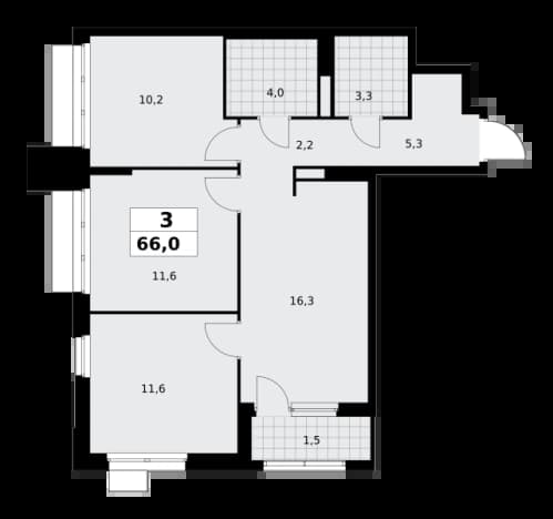 . Вариант № 2344093, 0, площадь - 66 квм, цена 20838840 рублей