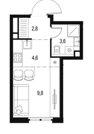 . Вариант № 2376618, 0, площадь - 20.8 квм, цена 15900000 рублей