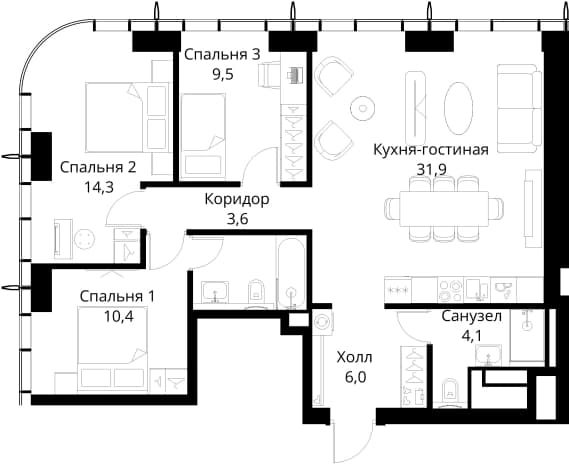 . Вариант № 2173515, 0, площадь - 84.2 квм, цена 33792154 рублей