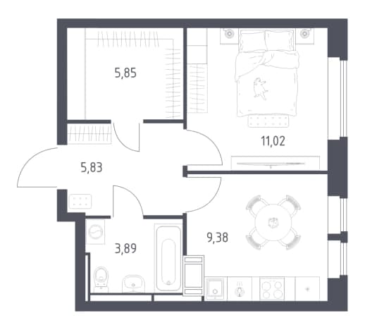 . Вариант № 1738837, 0, площадь - 35.97 квм, цена 12910424 рублей