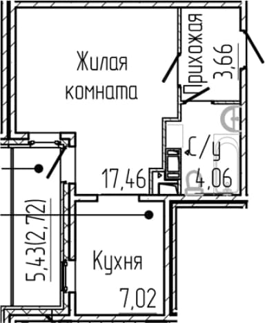. Вариант № 1868445, 0, площадь - 32.2 квм, цена 7069702 рублей