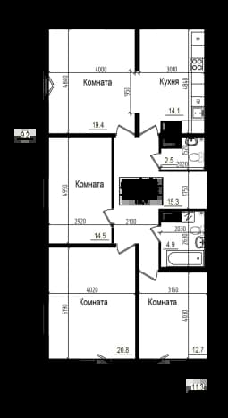 . Вариант № 510286, 0, площадь - 104.25 квм, цена 22789702 рублей