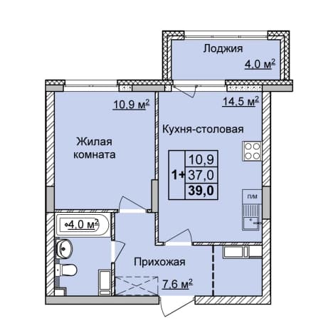 . Вариант № 2147694, 0, площадь - 39 квм, цена 9417642 рублей