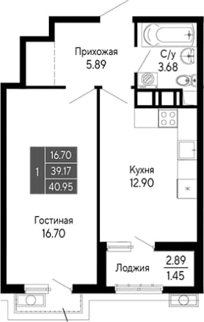 . Вариант № 2111693, 0, площадь - 39.17 квм, цена 9009000 рублей