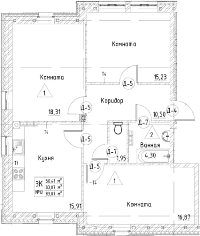 . Вариант № 1849514, 0, площадь - 83.07 квм, цена 22500000 рублей