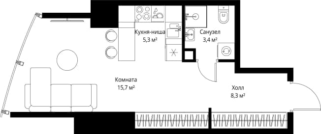 . Вариант № 2216829, 0, площадь - 32.7 квм, цена 51061050 рублей