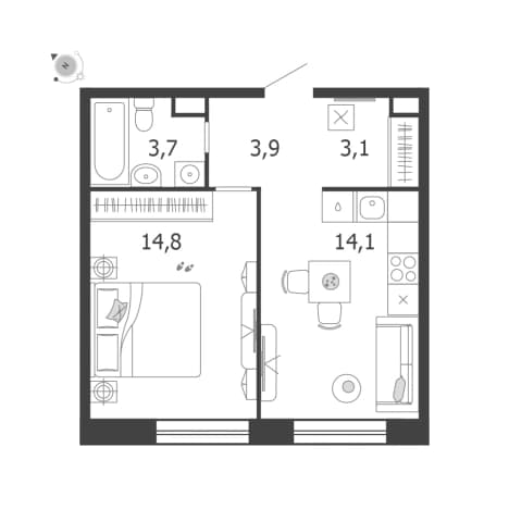 . Вариант № 1707337, 0, площадь - 39.6 квм, цена 31901849 рублей