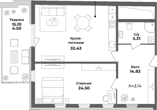 . Вариант № 1834053, 0, площадь - 78.07 квм, цена 36800541 рублей