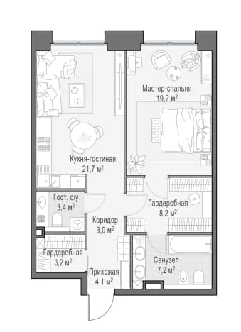 . Вариант № 2247313, 0, площадь - 70.6 квм, цена 76690000 рублей