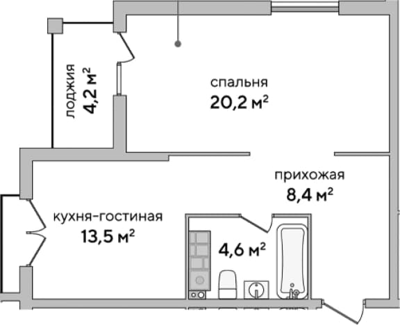 . Вариант № 2127090, 0, площадь - 46.7 квм, цена 17552517 рублей