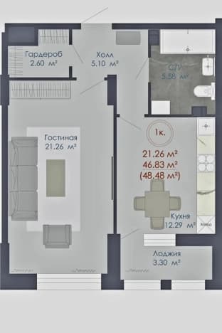 Купить однокомнатную квартиру на улице Покровская в Воронеже. Вариант № 2292695, 1, площадь - квм, цена 6000000 рублей