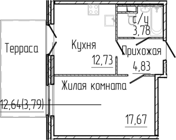 . Вариант № 1868577, 0, площадь - 39.01 квм, цена 8602800 рублей