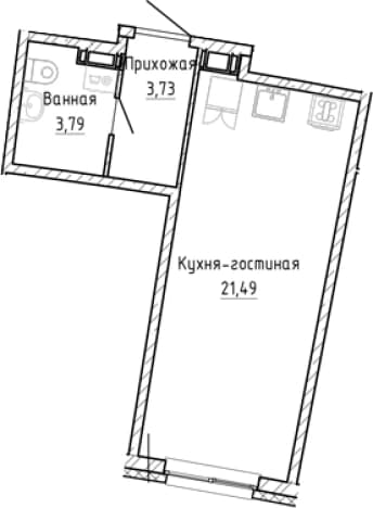 . Вариант № 1903261, 0, площадь - 29.01 квм, цена 5665798 рублей