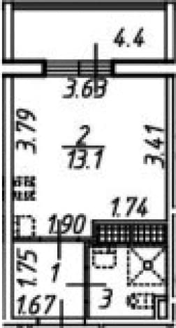 . Вариант № 2177243, 0, площадь - 17.9 квм, цена 5025000 рублей