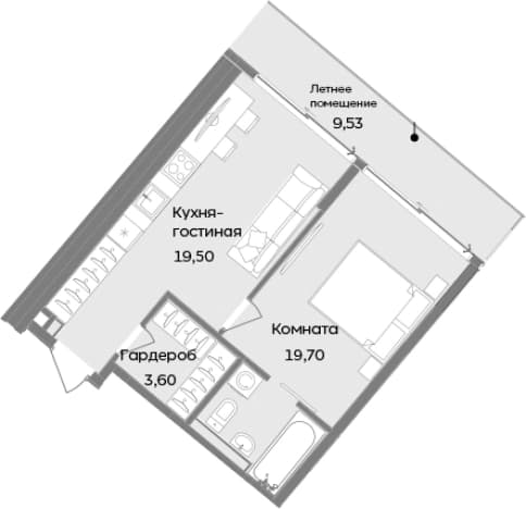 . Вариант № 2114724, 0, площадь - 42.8 квм, цена 19276634 рублей