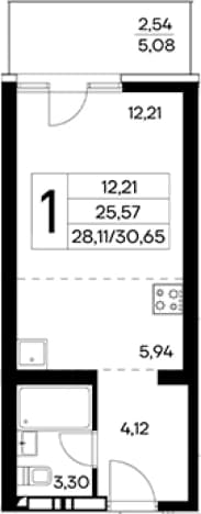 . Вариант № 2155140, 0, площадь - 28.11 квм, цена 10727500 рублей